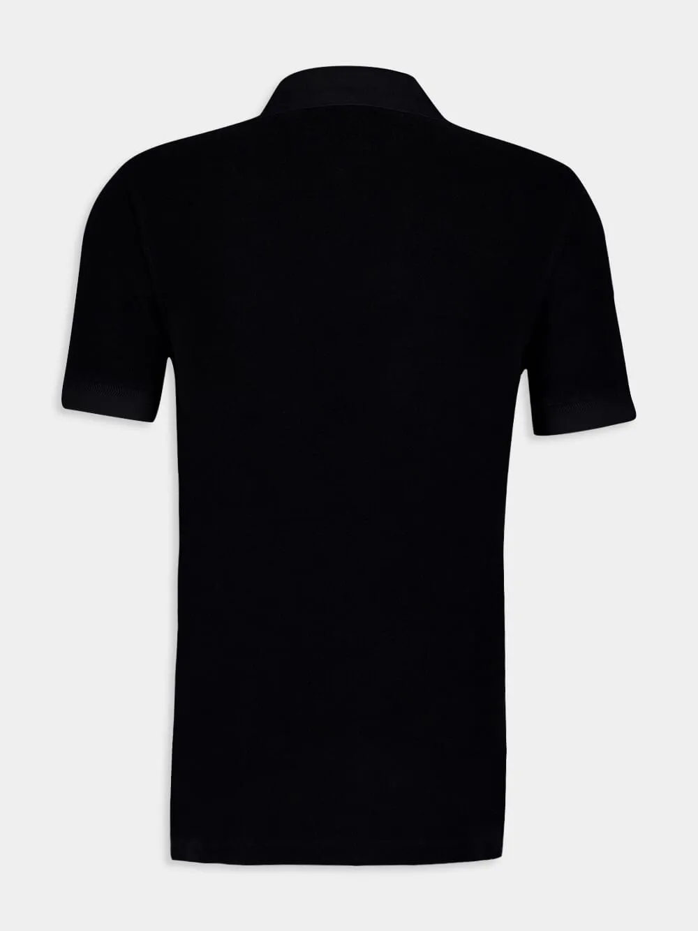 Towelling Black Polo Shirt