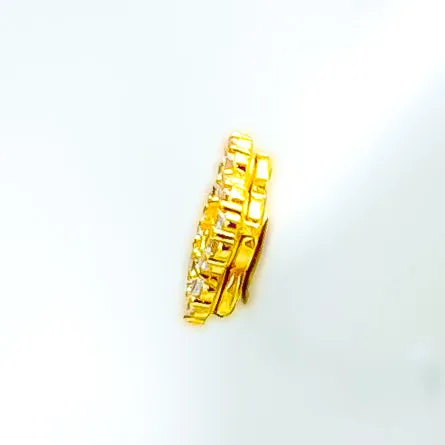 Trendy Dynamic 21k Gold CZ Earrings