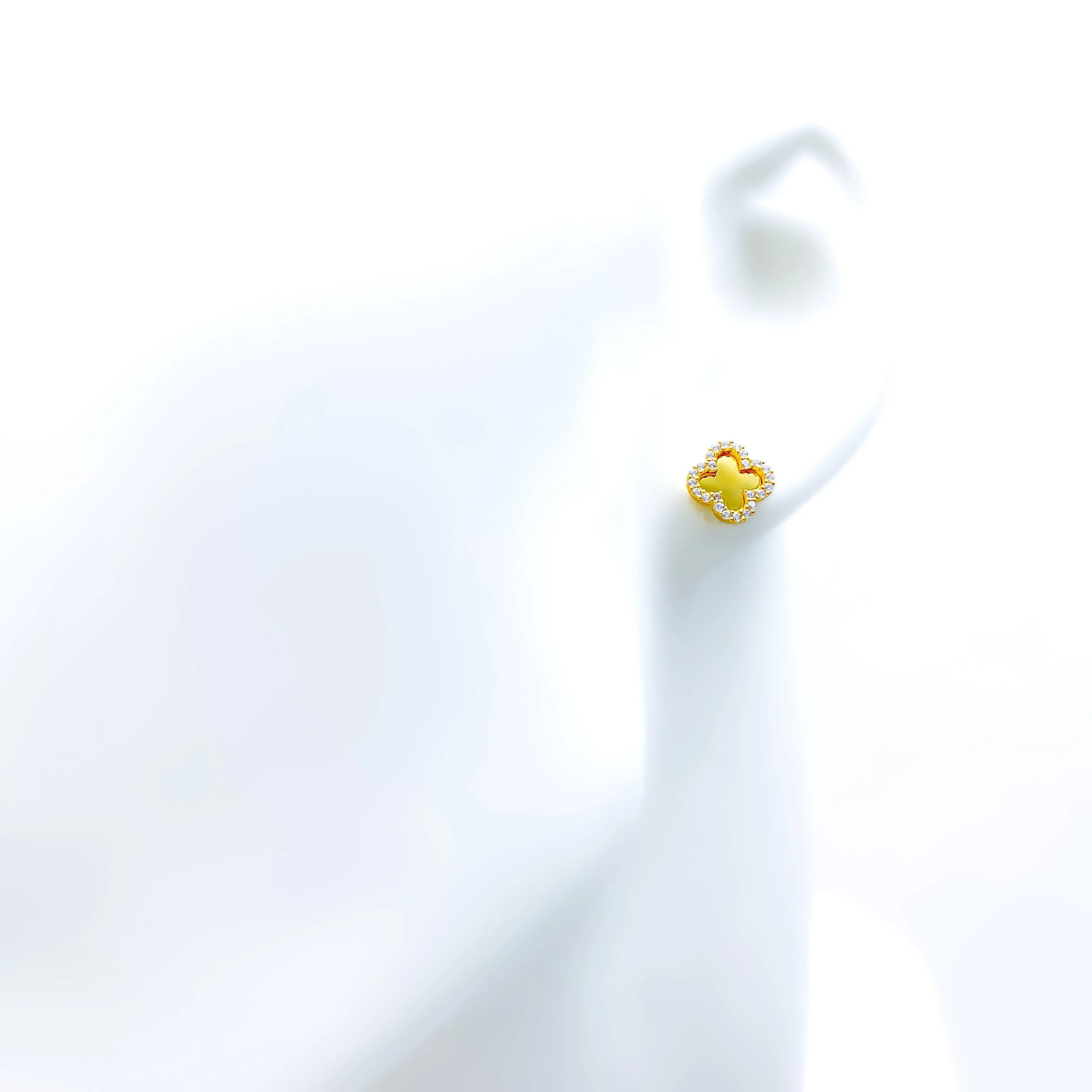 Trendy Dynamic 21k Gold CZ Earrings