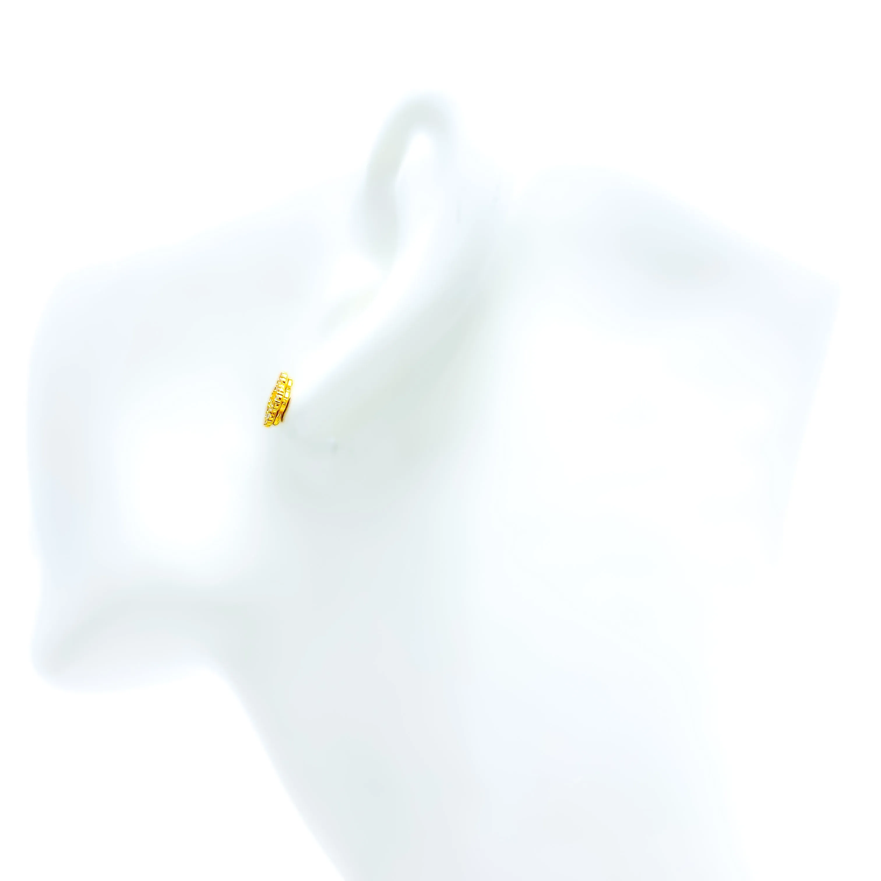 Trendy Dynamic 21k Gold CZ Earrings