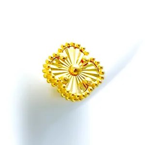 Trendy Fancy 21k Gold Clover Earrings