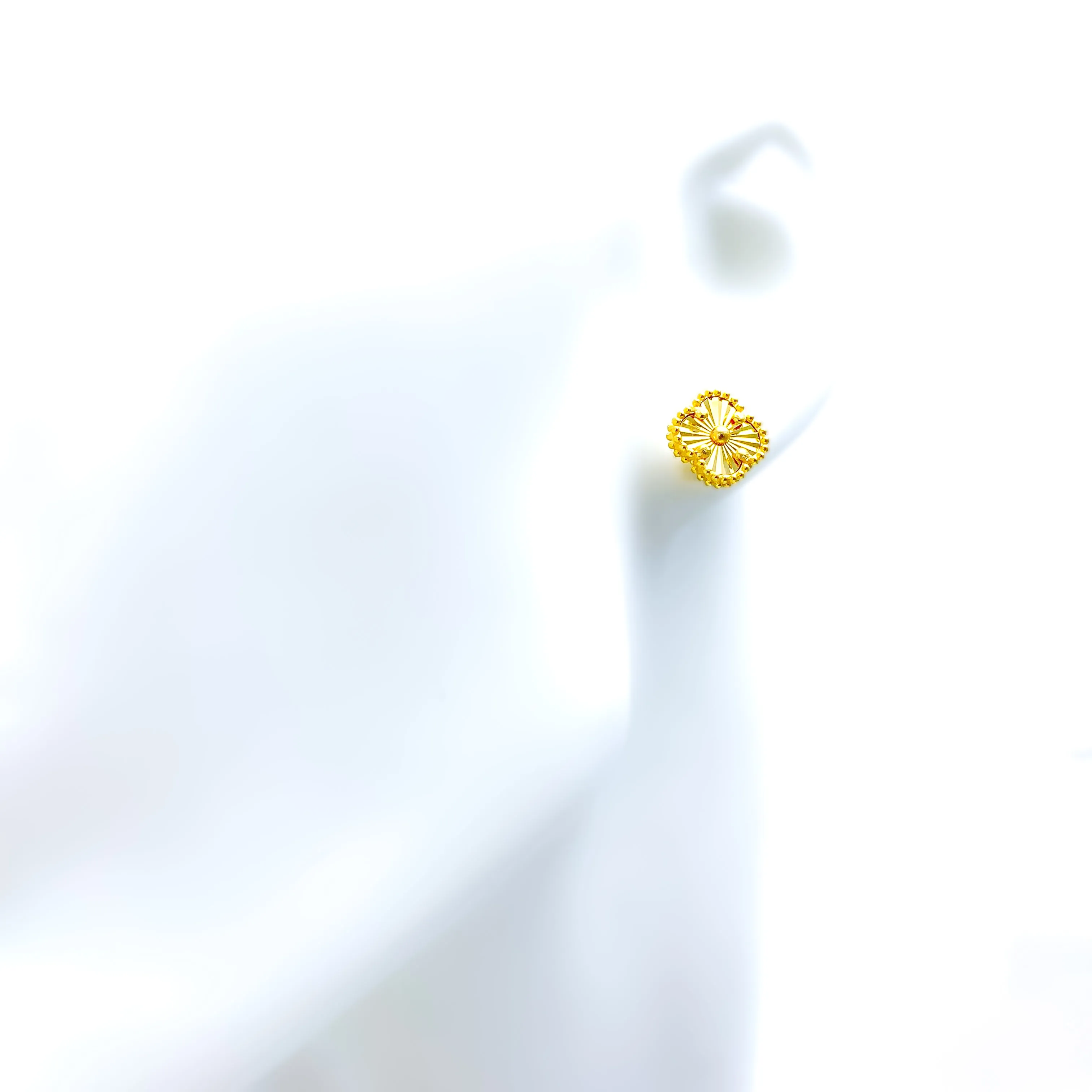 Trendy Fancy 21k Gold Clover Earrings