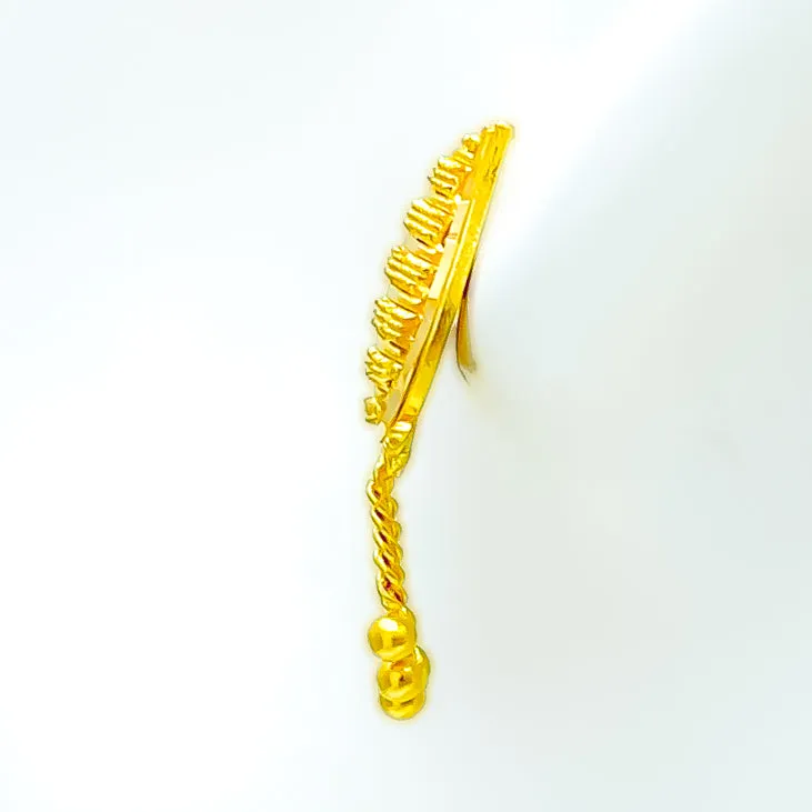 Upscale Dangling Leaf 22k Gold Earrings