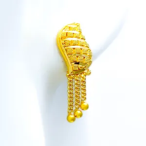 Upscale Dangling Leaf 22k Gold Earrings