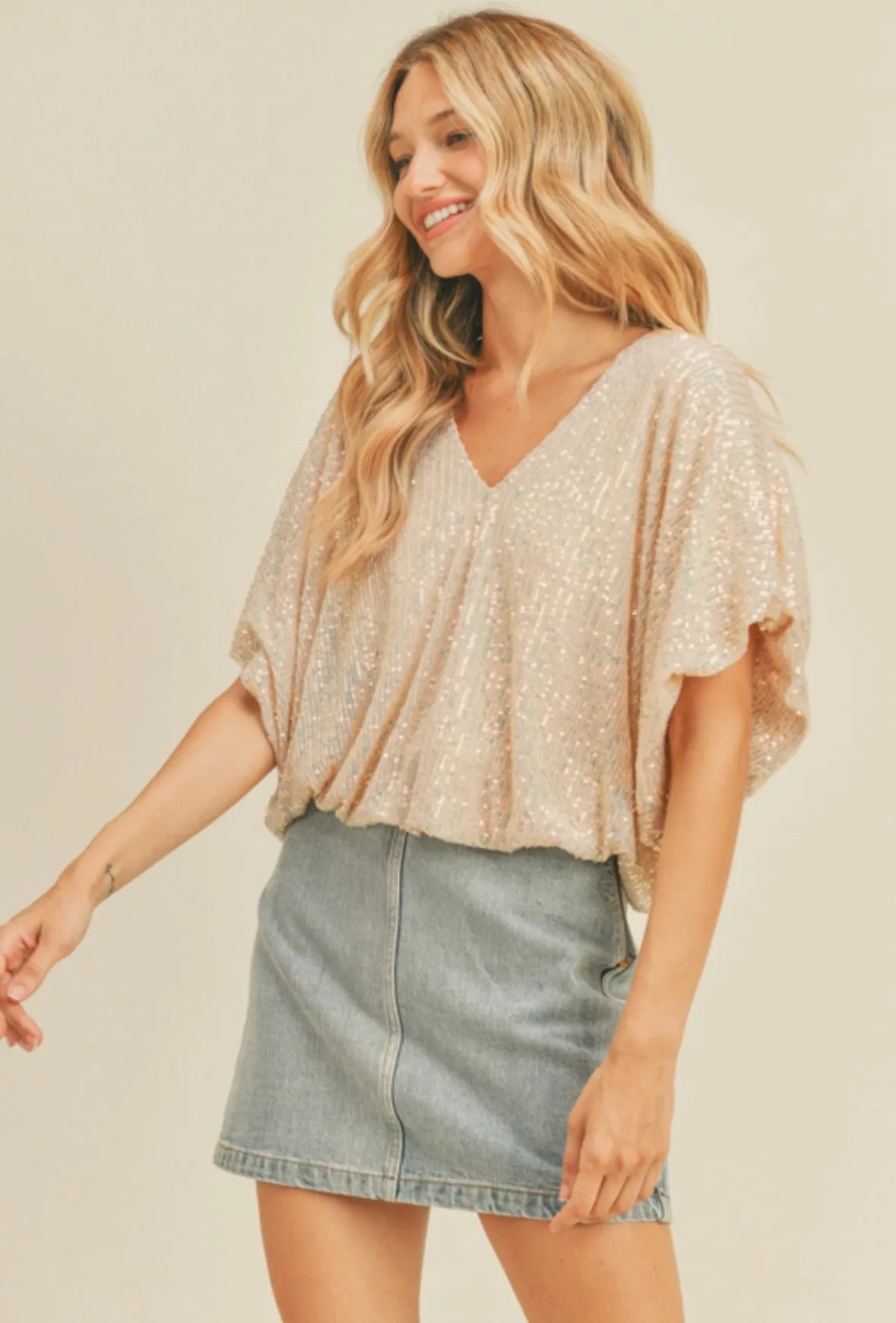 VALENTINA IRIDESCENT SEQUIN TOP