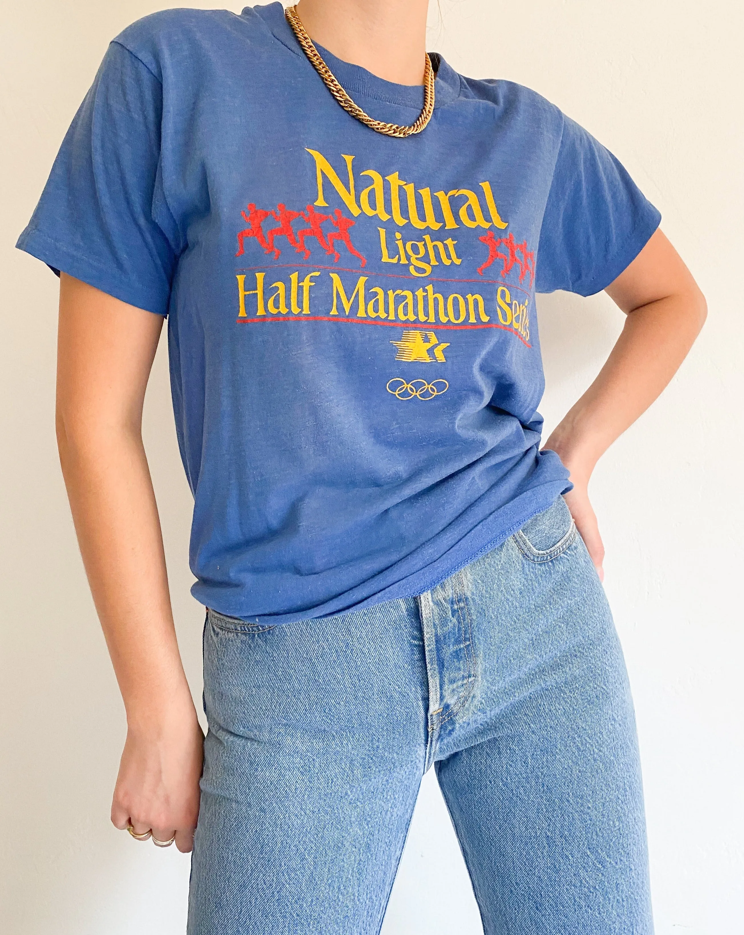 Vintage 80s Natural Light Olympics Blue Tee