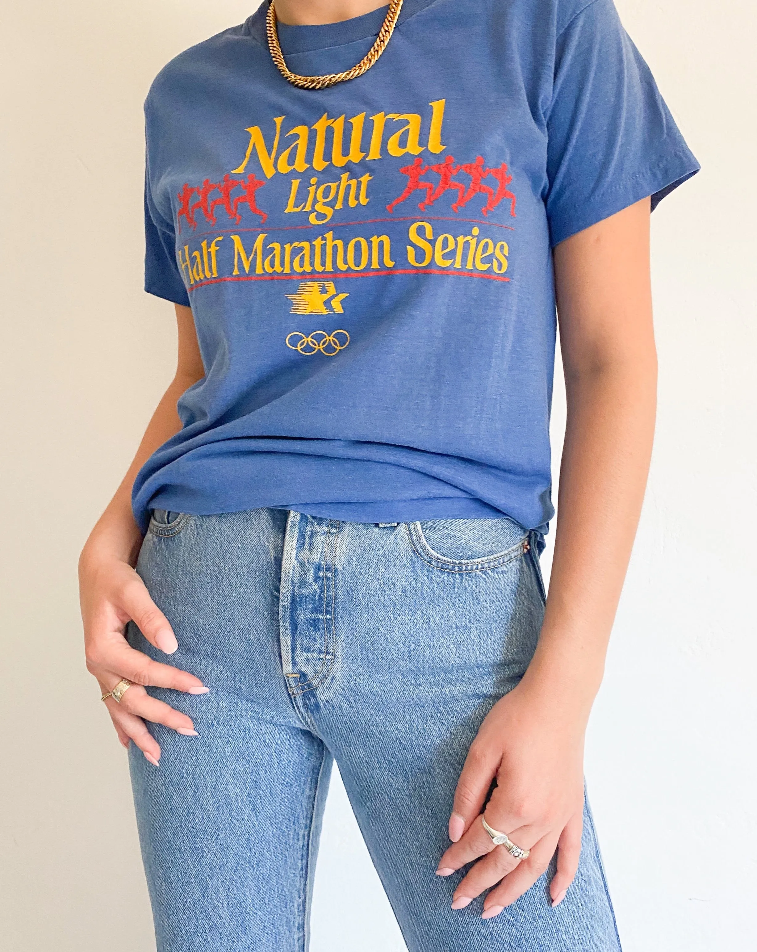 Vintage 80s Natural Light Olympics Blue Tee