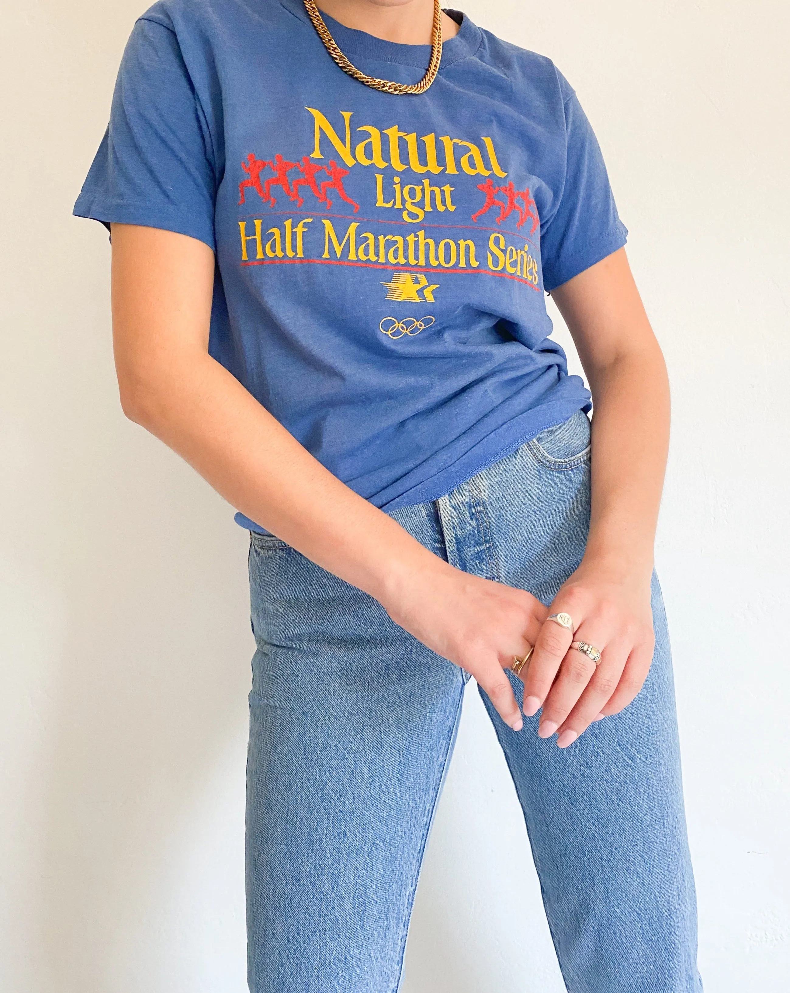 Vintage 80s Natural Light Olympics Blue Tee