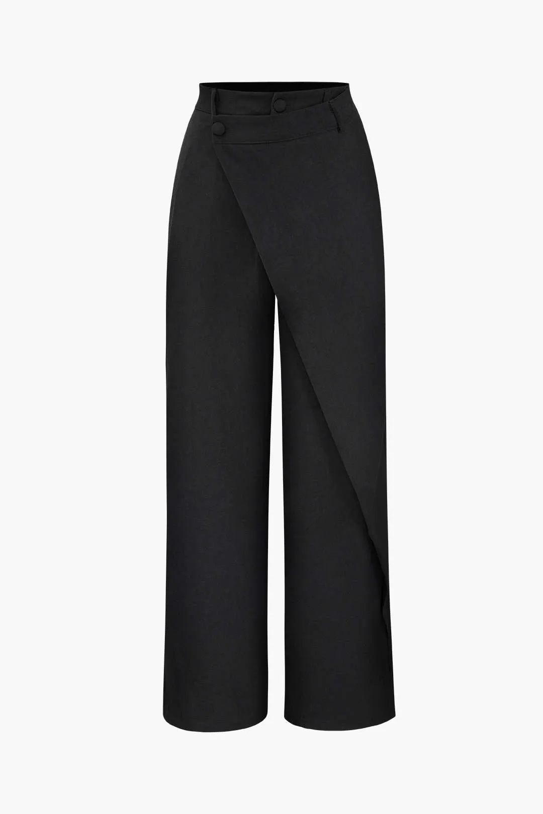 Vintage Black Draped Wrap Straight Leg Pants 