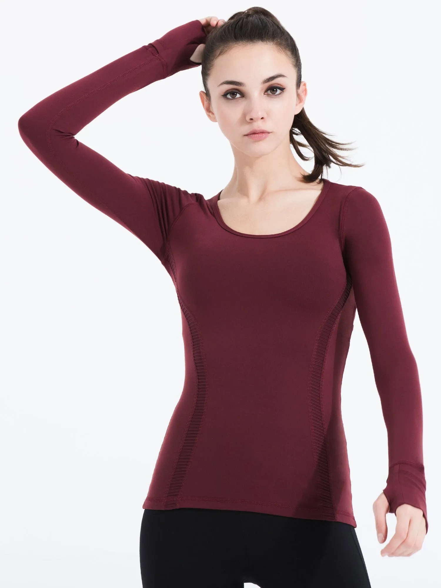 VORTEX LONG SLEEVE TEE, BORDEAUX