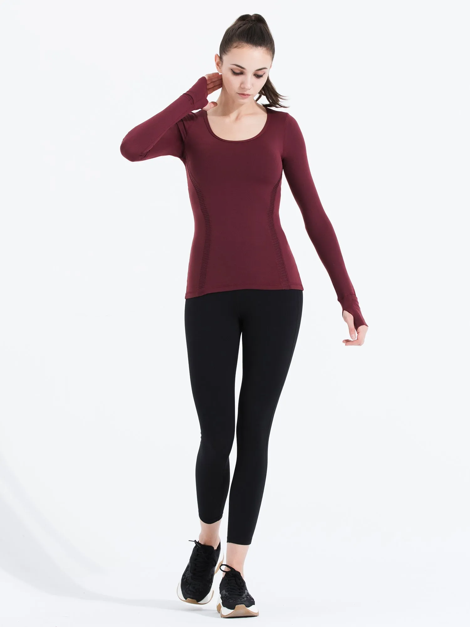 VORTEX LONG SLEEVE TEE, BORDEAUX