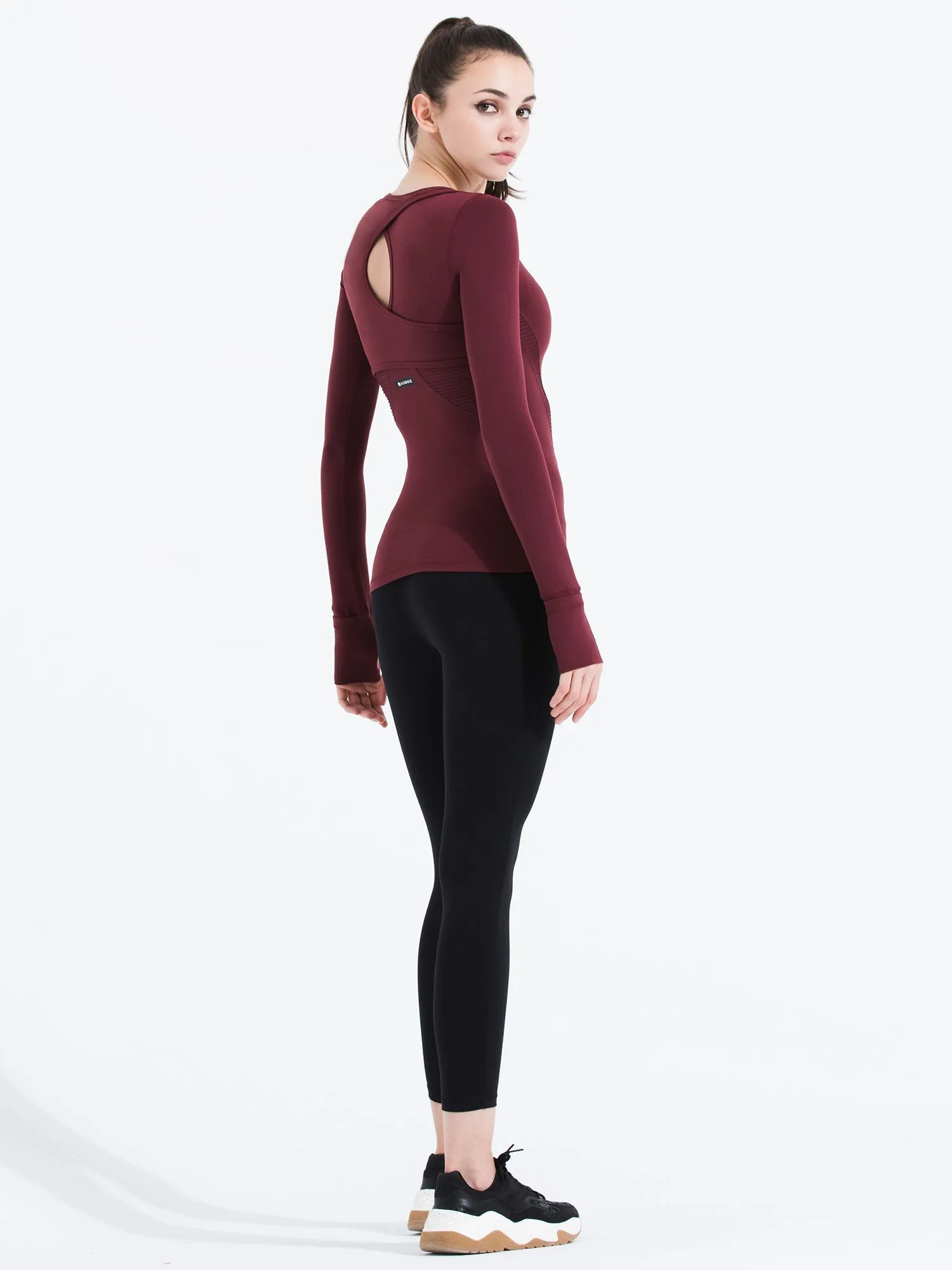 VORTEX LONG SLEEVE TEE, BORDEAUX