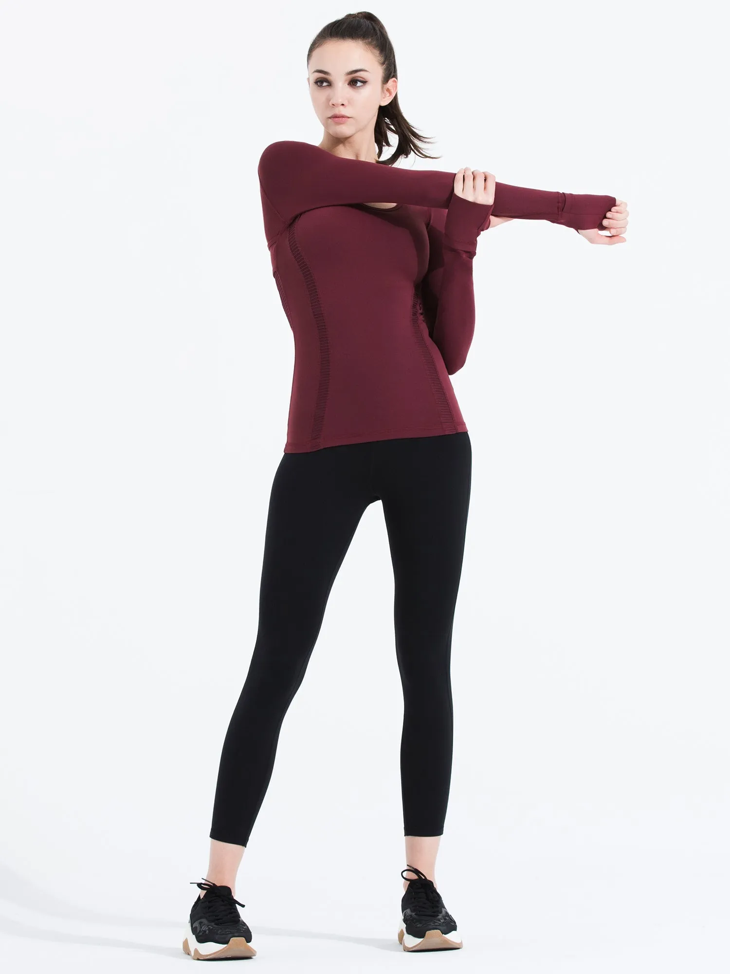 VORTEX LONG SLEEVE TEE, BORDEAUX