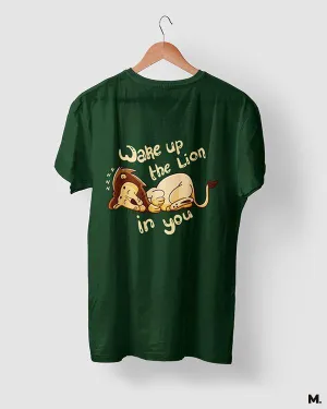Wake up the lion in you printed t shirts