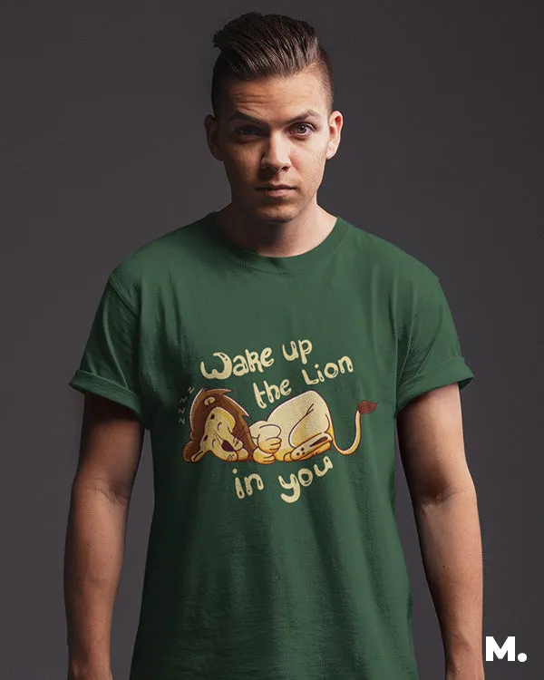 Wake up the lion in you printed t shirts