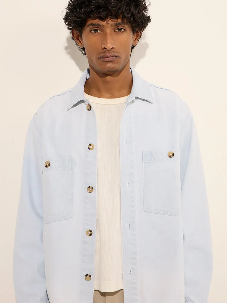 WES Casuals Light Blue Relaxed-Fit Denim Jacket