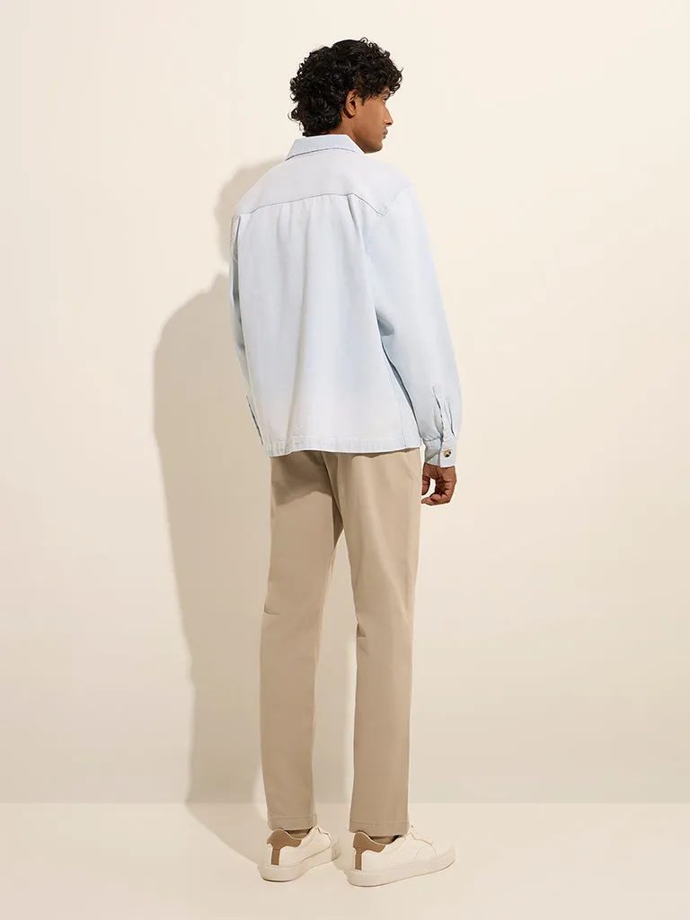 WES Casuals Light Blue Relaxed-Fit Denim Jacket