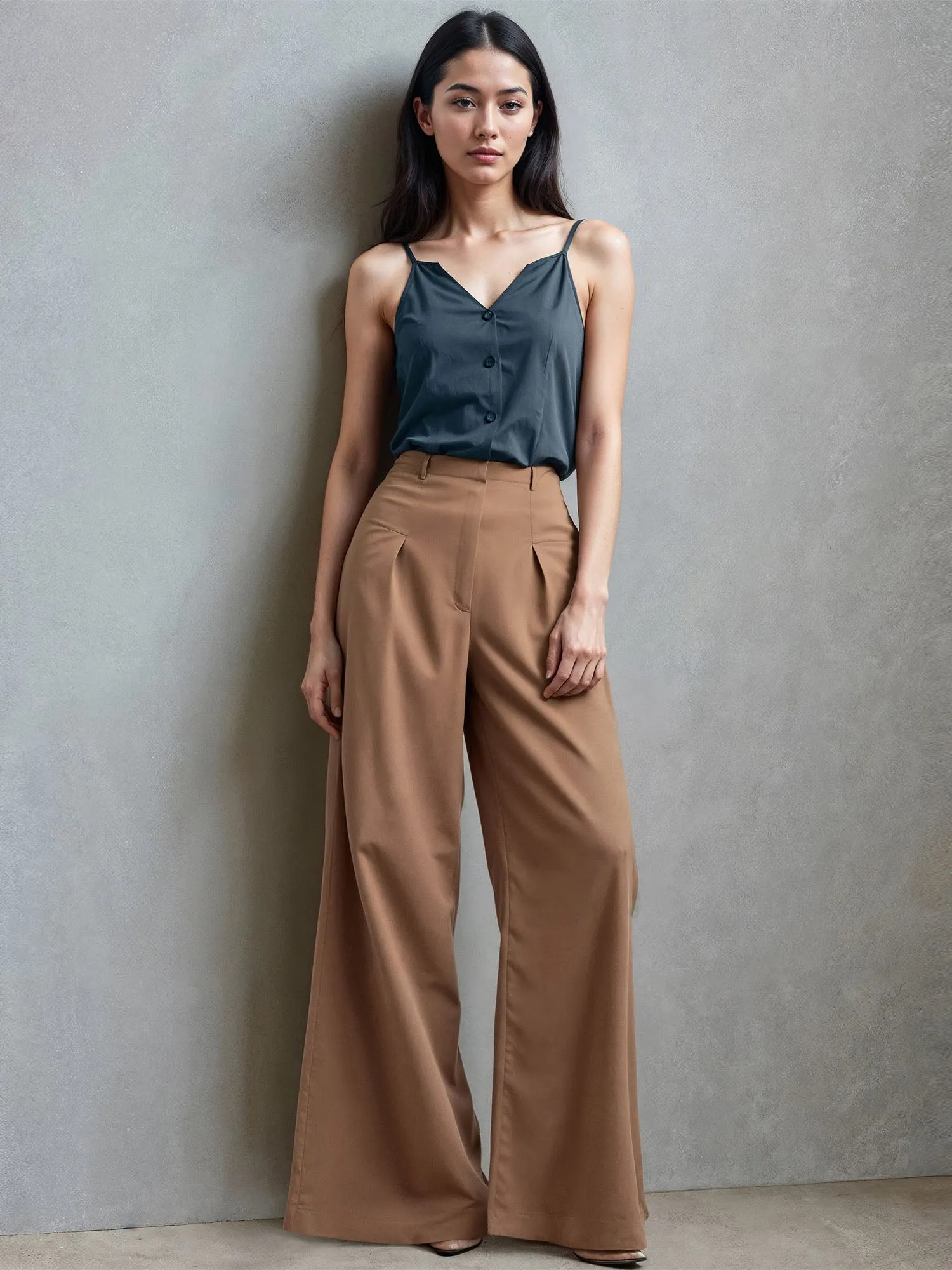 Wide Leg Pleated Front Pant