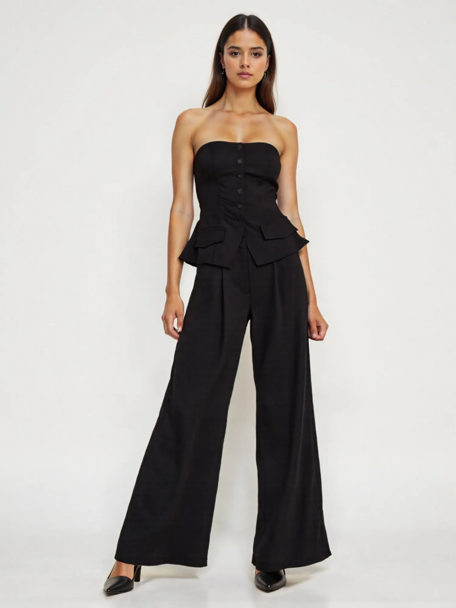 Wide Leg Pleated Front Pant