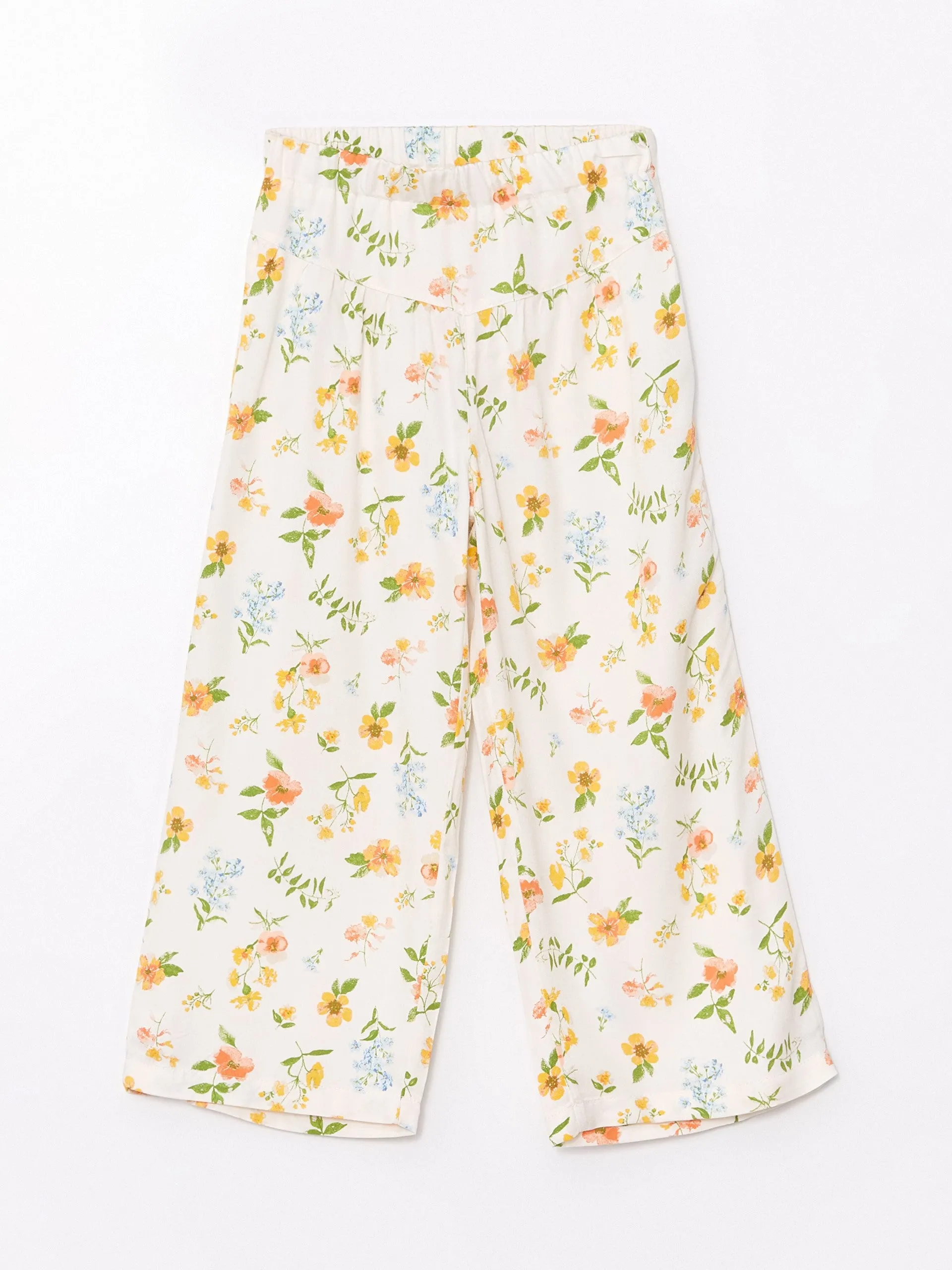 Wideleg Floral Girls Capri with Elastic Waist
