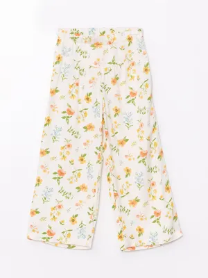 Wideleg Floral Girls Capri with Elastic Waist