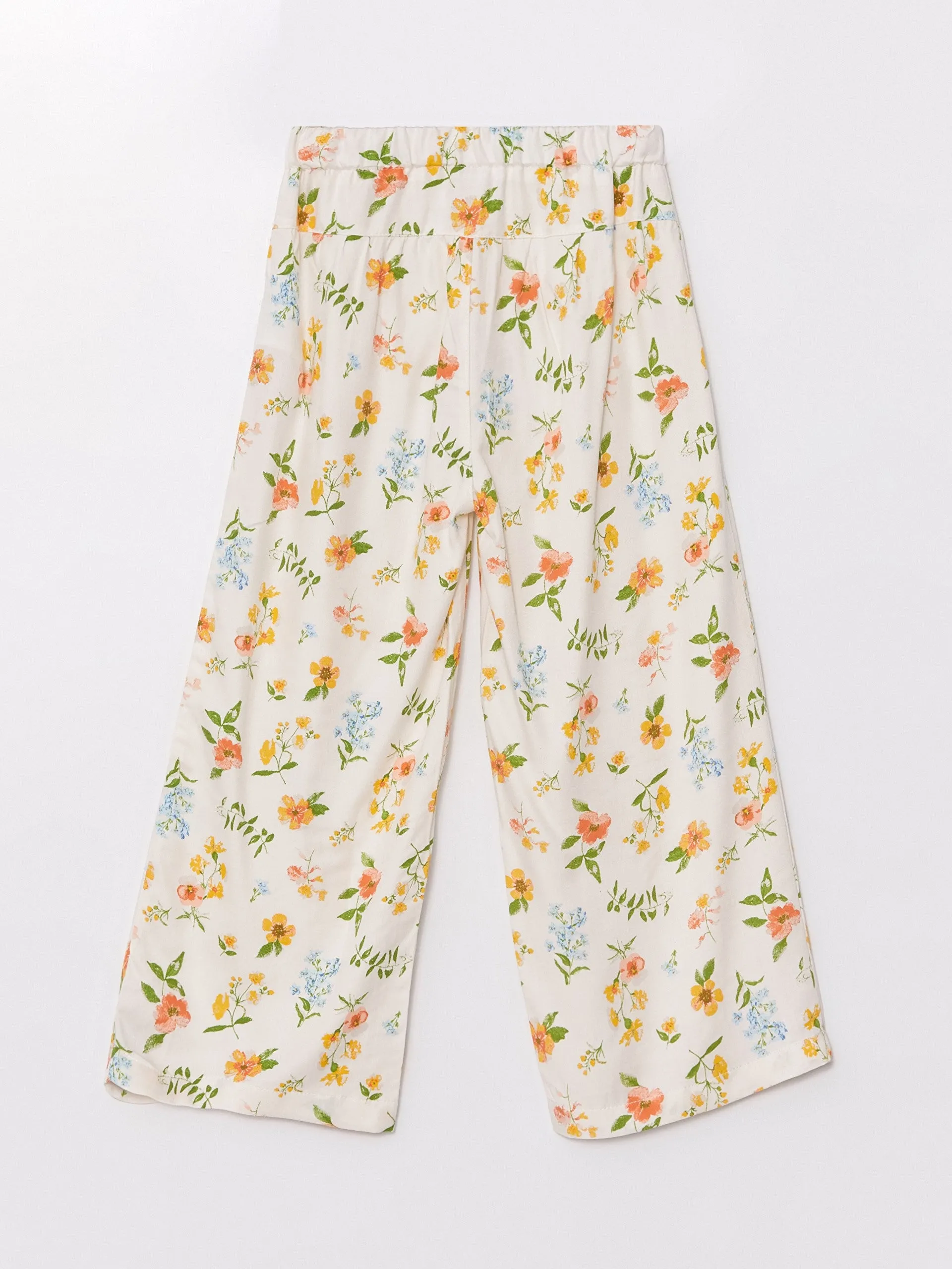 Wideleg Floral Girls Capri with Elastic Waist