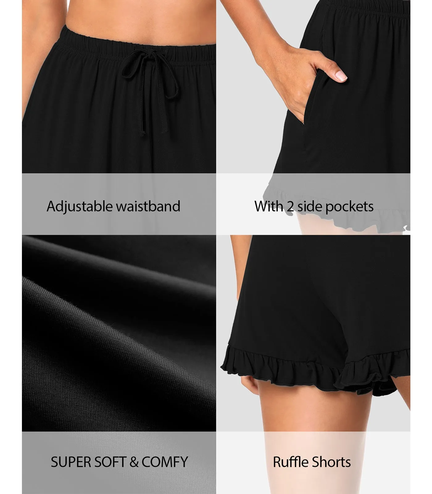 WiWi Soft Sleep Shorts Ruffle Lounge Shorts Bottoms