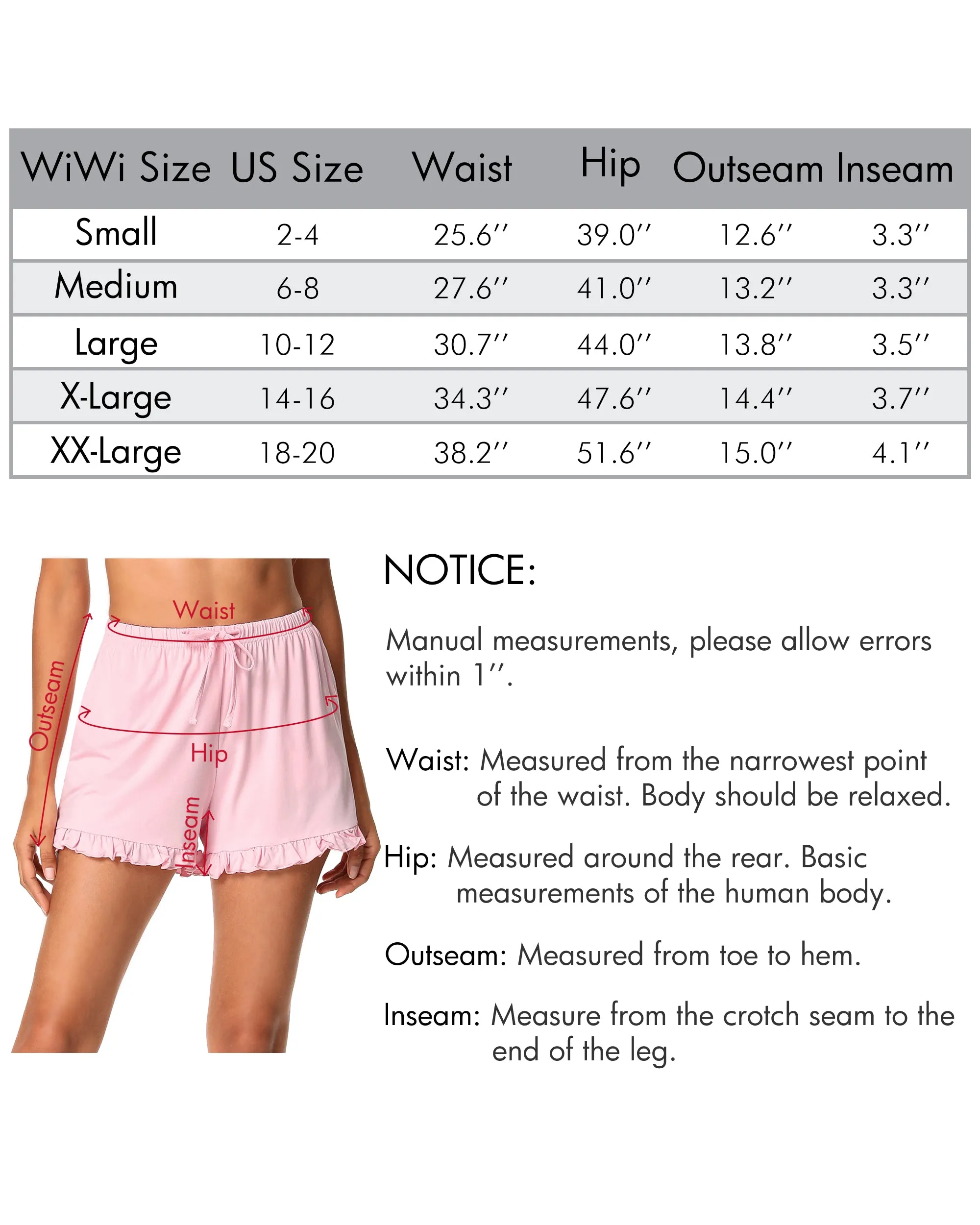 WiWi Soft Sleep Shorts Ruffle Lounge Shorts Bottoms