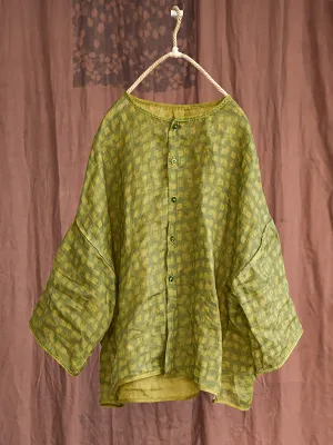 Women Summer Spot Print Thin Button Stitching Cardigan Shirt