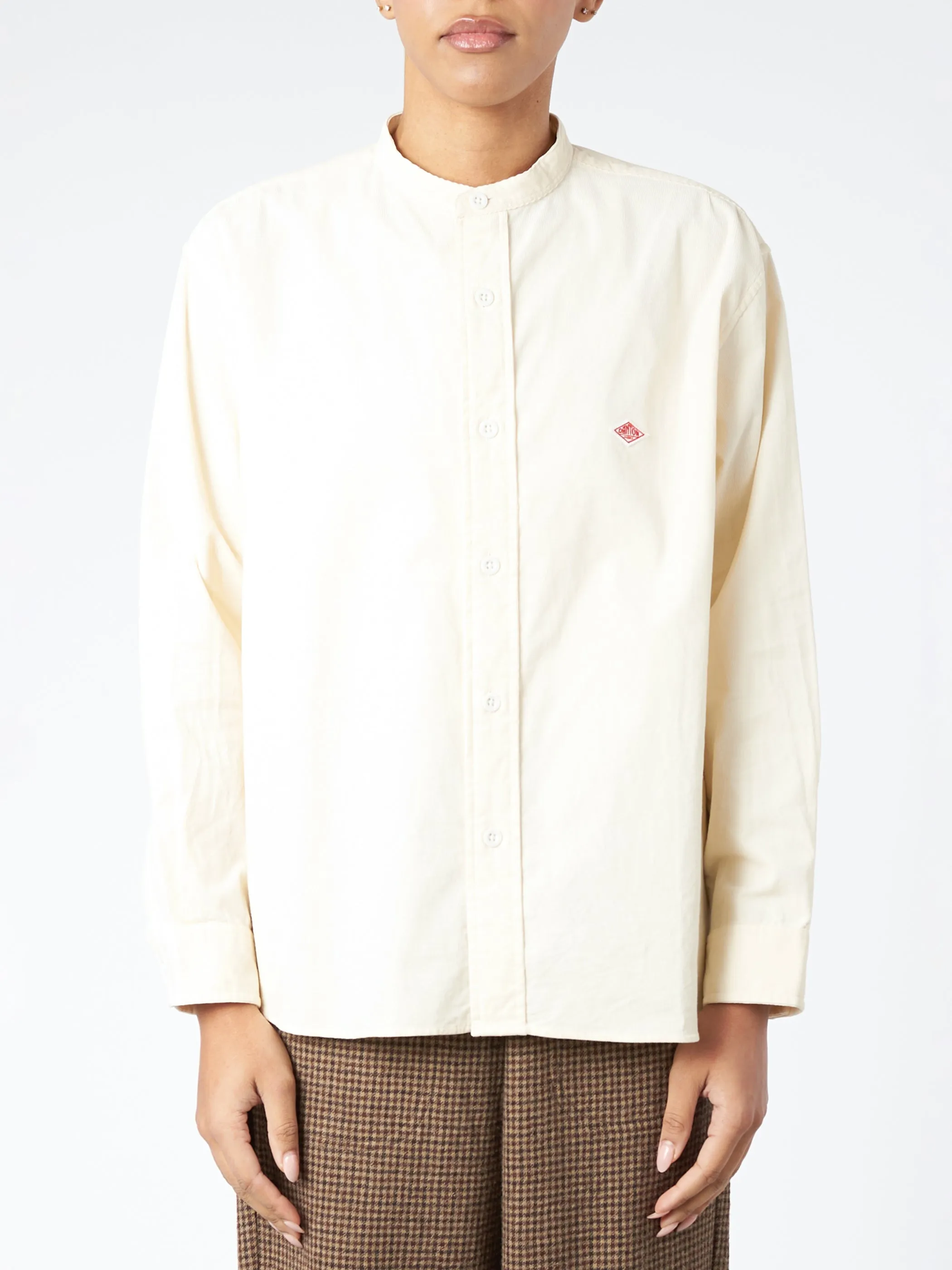 Women's Corduroy Band Collar Shirt