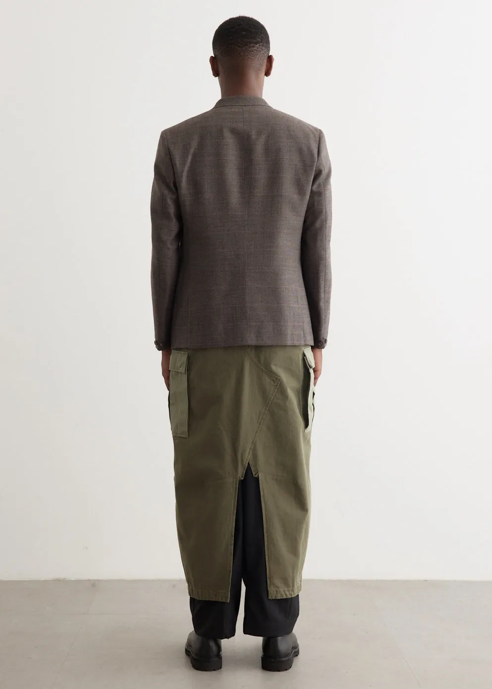 Wool Check x Cargo Pant Tailored Coat