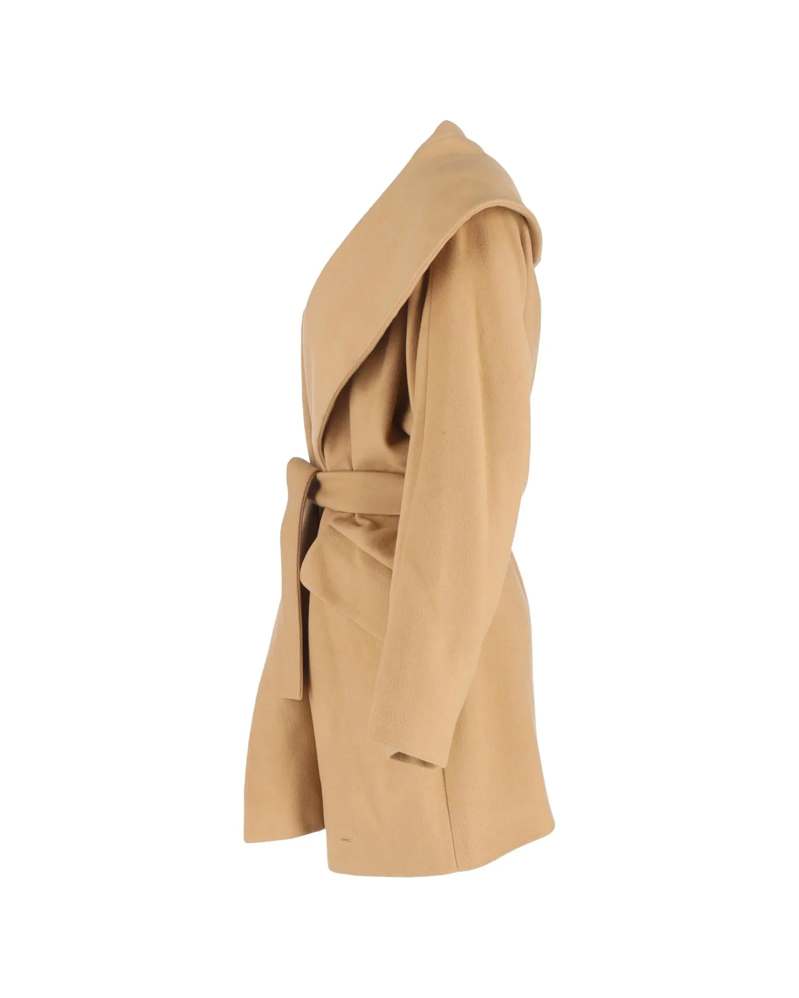 Wool Coat Shawl Collar Tie Waist