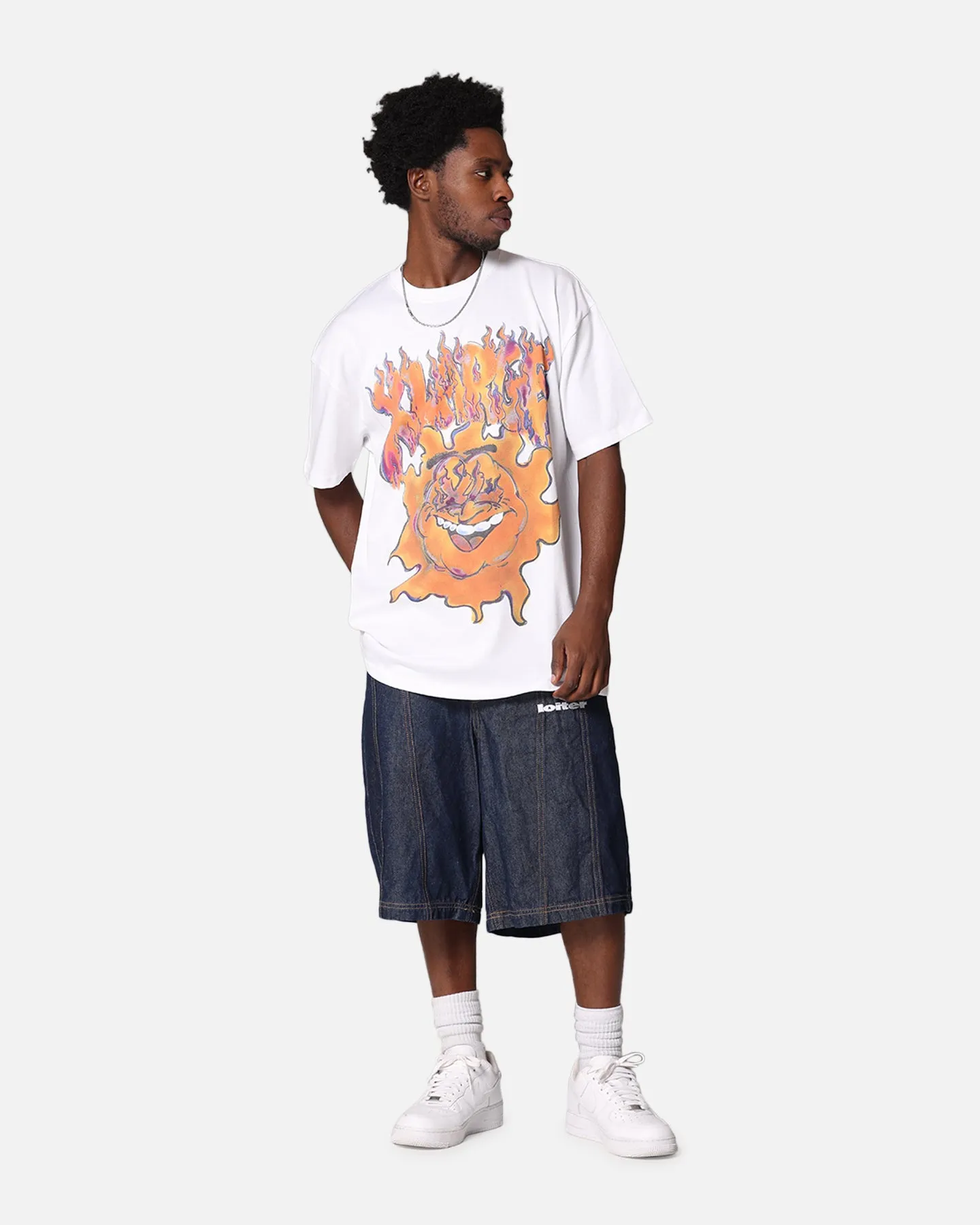 X-Large XL Burning T-Shirt Solid White