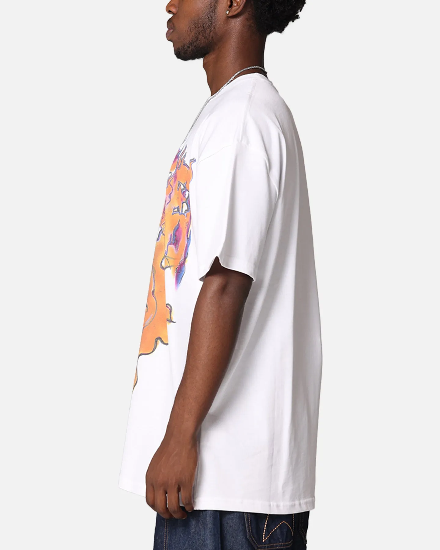 X-Large XL Burning T-Shirt Solid White