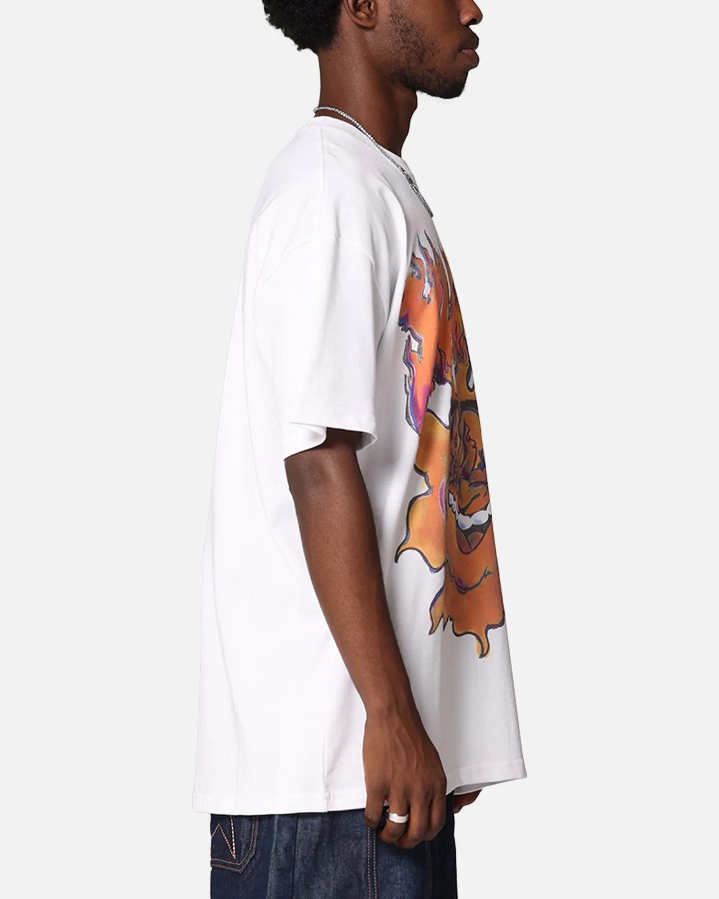 X-Large XL Burning T-Shirt Solid White