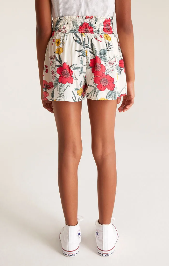 Z Supply Girls Day Trip Floral Short - White Sand