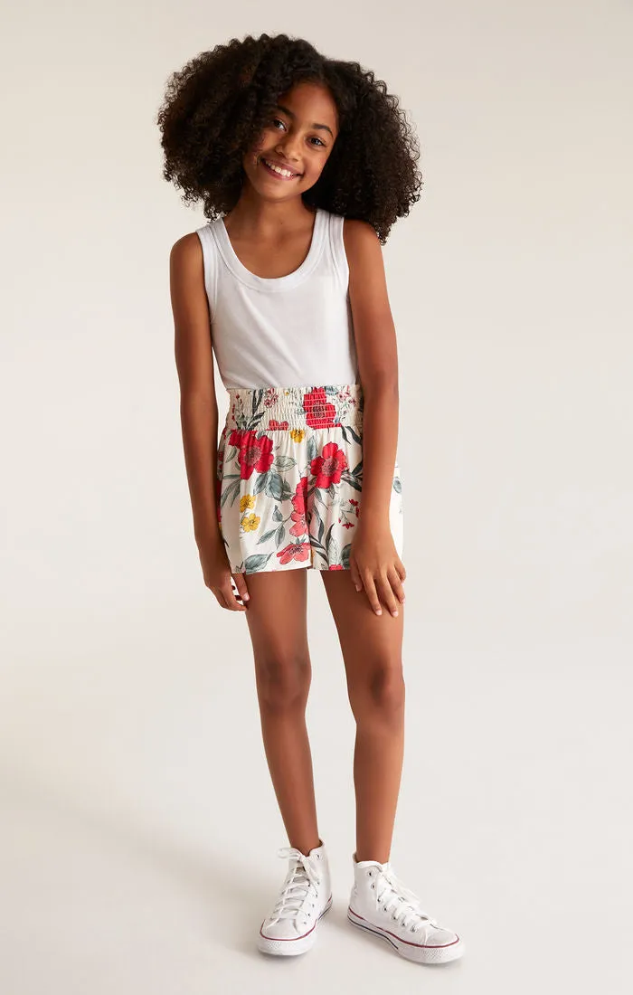 Z Supply Girls Day Trip Floral Short - White Sand
